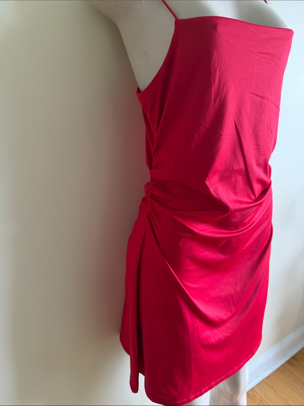 Red Spaghetti-Strap Slip Dress - Picture 3 of 7